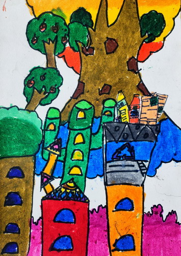 树屋儿童绘画一等奖