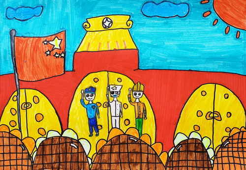 升国旗画画作品