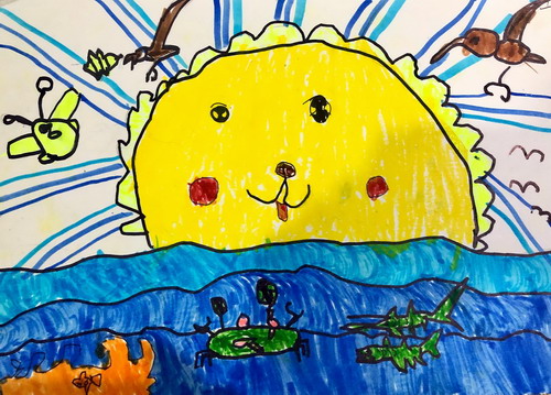 太阳公公在洗澡绘画获奖作品