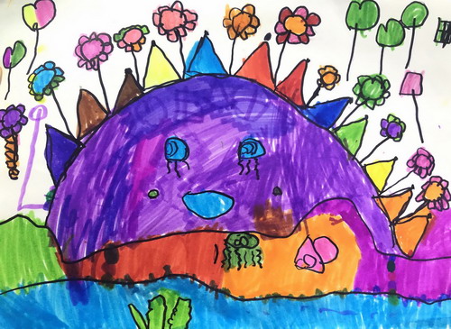 太阳公公在洗澡儿童绘画一等奖