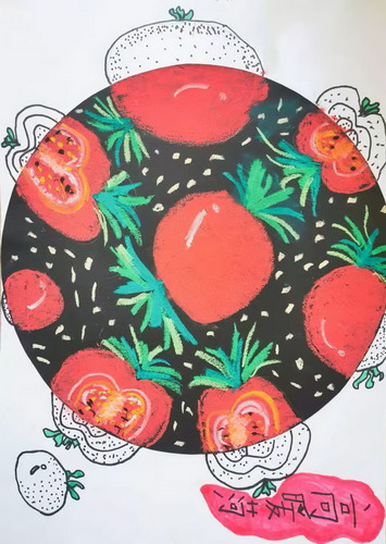 红彤彤的西红柿手绘画