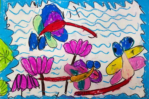 小池塘的歌儿童画