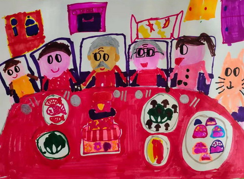 团圆饭儿童画一等奖