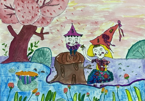 在那桃花盛开的地方画简单好看