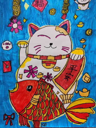 招财猫画画简单