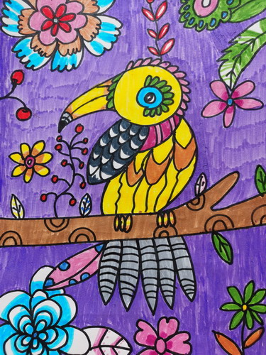 神奇的鸟儿童绘画