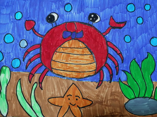 螃蟹绘画一等奖