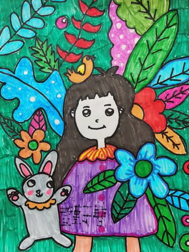 森林公主儿童绘画一等奖