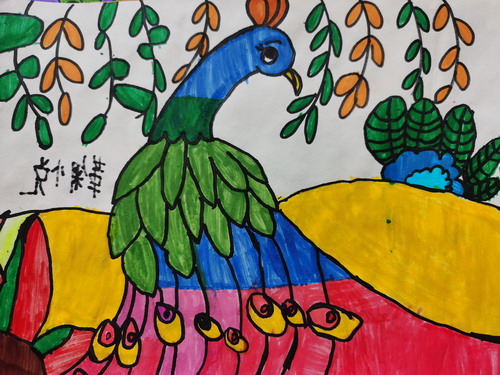 孔雀绘画一等奖