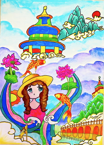 祖国的大好山河手绘图片