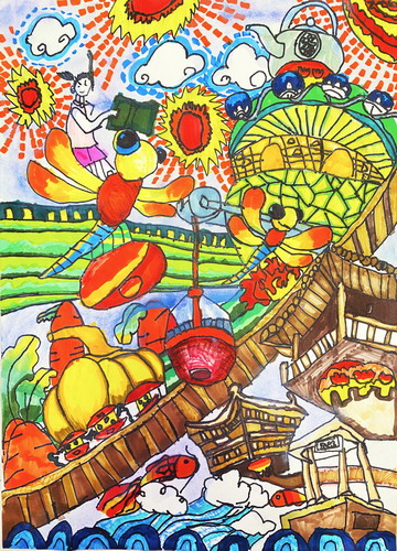 夏日美食加工厂绘画图片