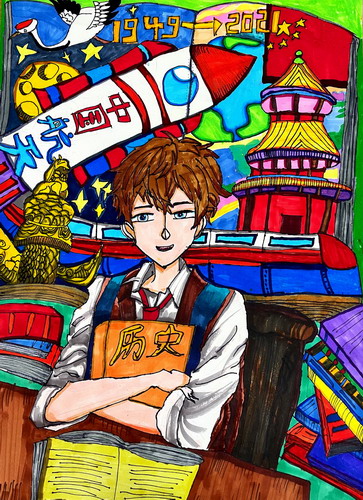 中国少年画画好看