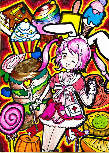 美术少女儿童画图片