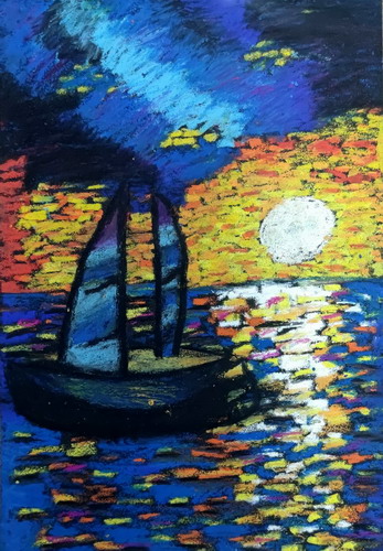 落日爱海绘画一等奖