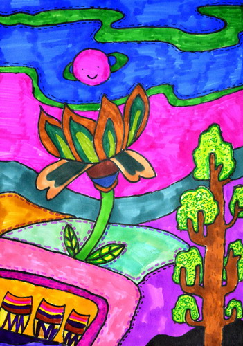 风景装饰画儿童画获奖