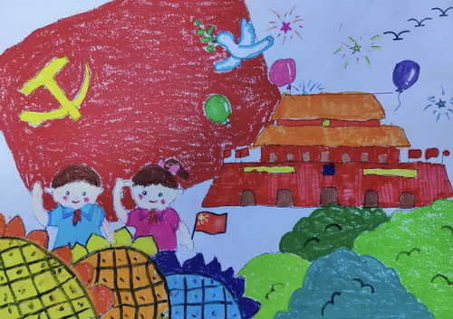 童心向党  我爱祖国手绘画