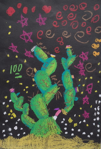 沙漠仙人掌儿童绘画简单