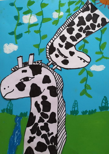 长颈鹿手绘画简单好看