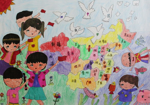 普天同庆手绘画图片