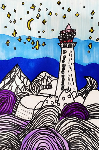 灯塔儿童绘画