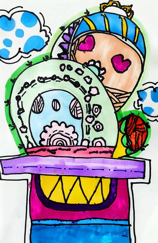 仙人掌儿童绘画一等奖