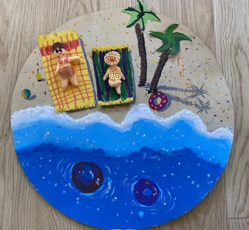 夏日海滩手绘画获奖