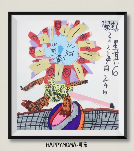 呆萌的小狮子画画作品