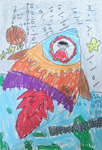 火箭星空宇宙儿童画获奖