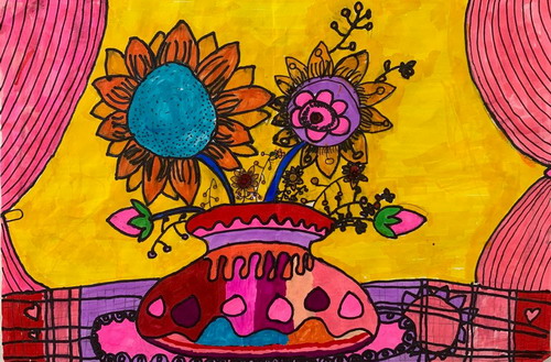 花开了儿童画创意