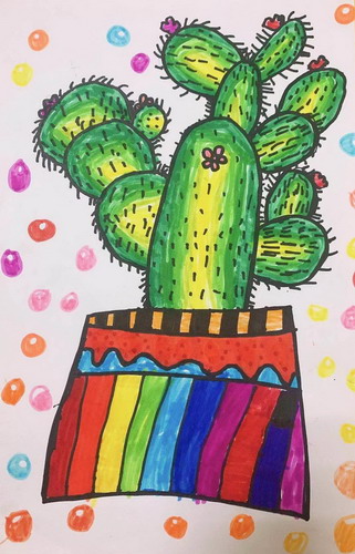 仙人掌创意画一等奖