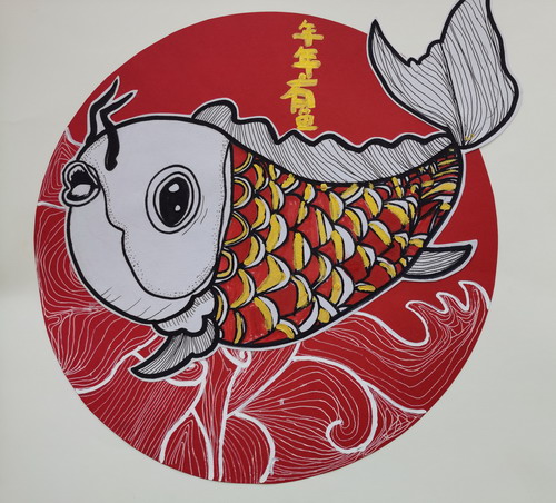 年年有鱼手绘图片