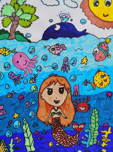 美人鱼画画图片