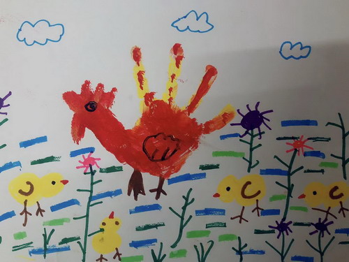 鸡爸爸和它的宝宝们手绘画