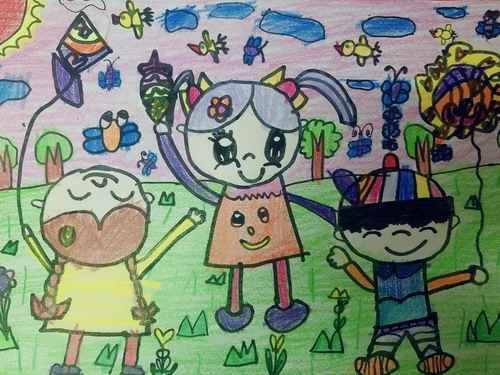 开心去春游画画简单