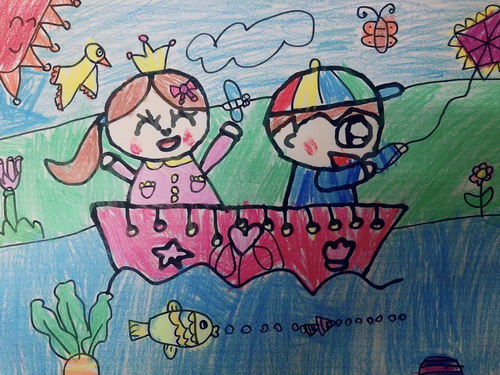 划船去春游创意画简单好看