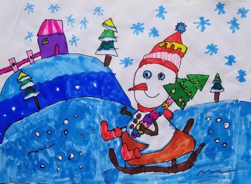 雪人手绘画图片