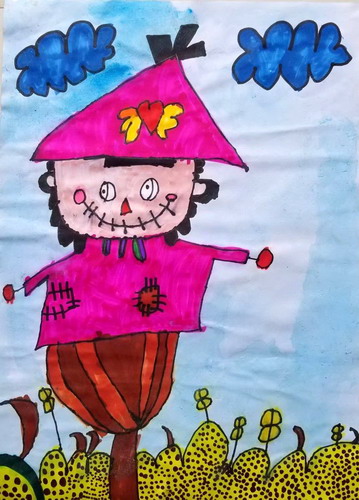 稻草人画画图片