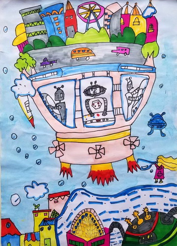 空中家园创意画简单好看