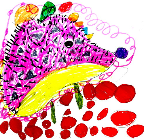 勤劳的小刺猬手绘画简单好看