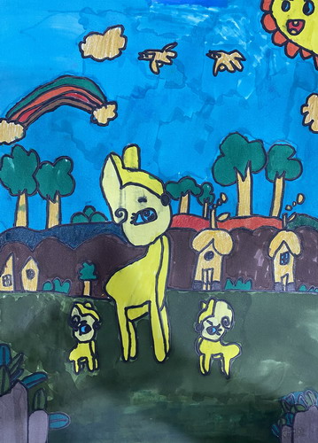 可爱的一家画画作品