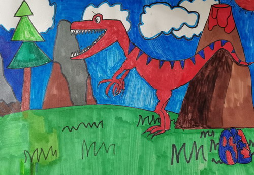 恐龙王儿童绘画