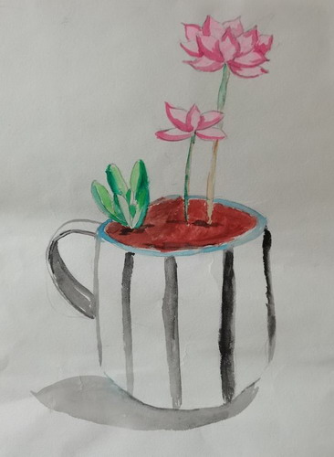 杯中花画画简单