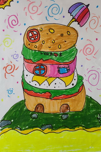 魔法房子儿童绘画简单