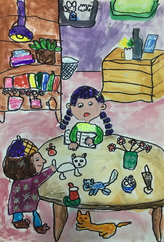 过家家儿童画一等奖