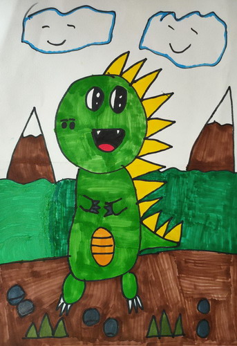 小恐龙儿童画图片