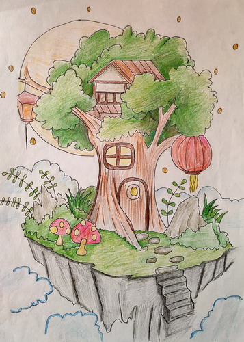 梦幻小屋创意画