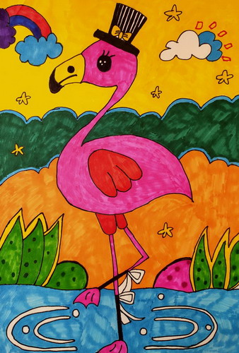 丹顶鹤儿童绘画一等奖