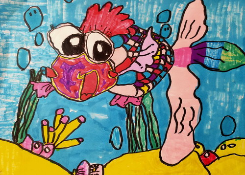 可爱的小金鱼儿童画创意