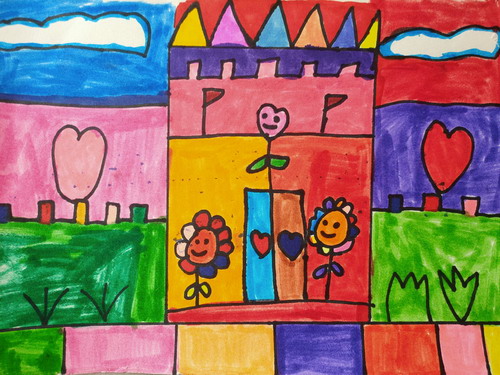 快乐小房子儿童画