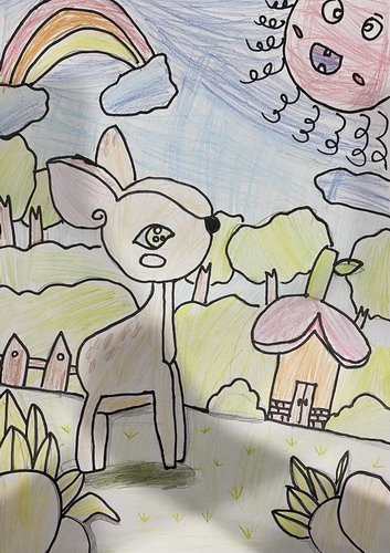 小鹿在森林画画简单